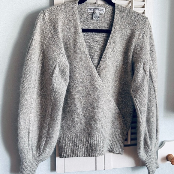 Vintage Lew Magram Sweater Silk Nylon Angora Rabbit Hair, Balloon Sleeves - Picture 2 of 9